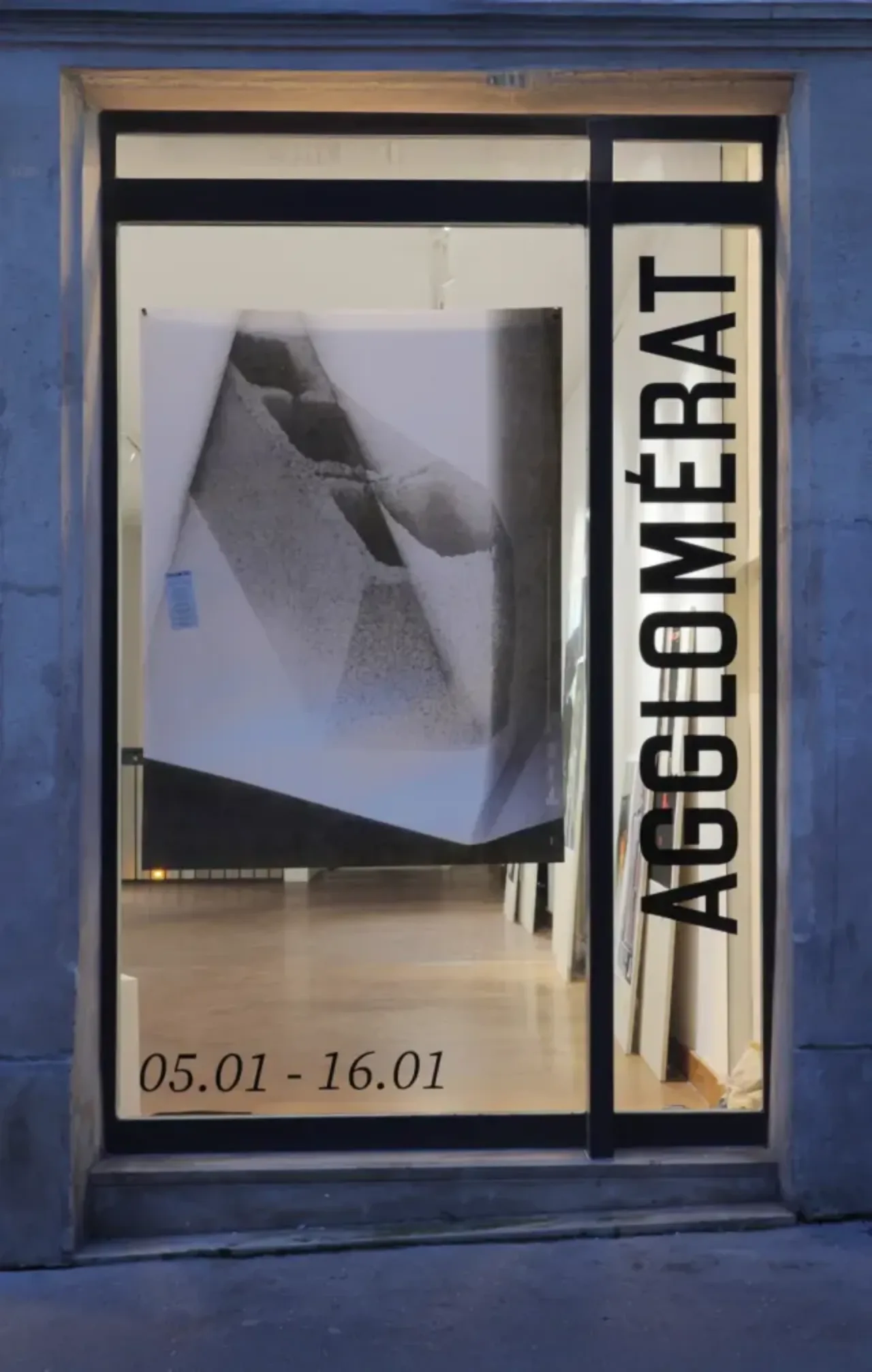 POSTER & WINDOW DISPLAY FOR EXHIBITION AGGLOMÉRAT, GALLERY NEUF, NANCY WITH MICKAËL BOURGUER, MAËVA CALVET, MAËLLE COTTET & ORIANE PERNY MÉZIÈRE, 2024